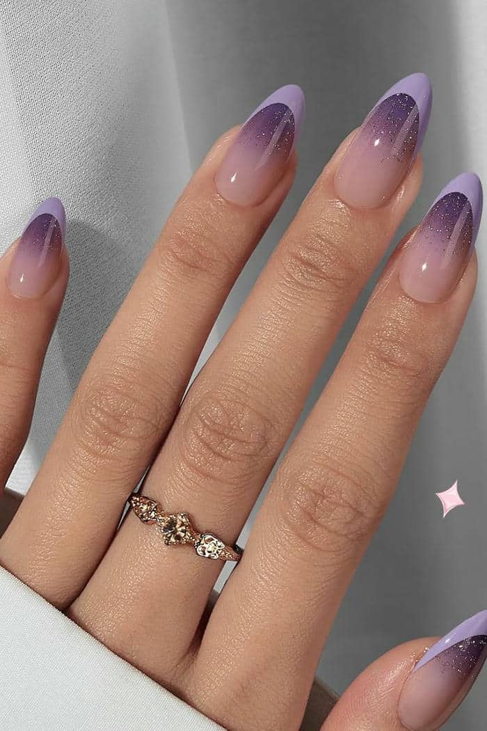 nail ombre tím