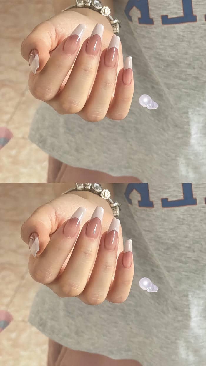 nail ombre trắng hồng