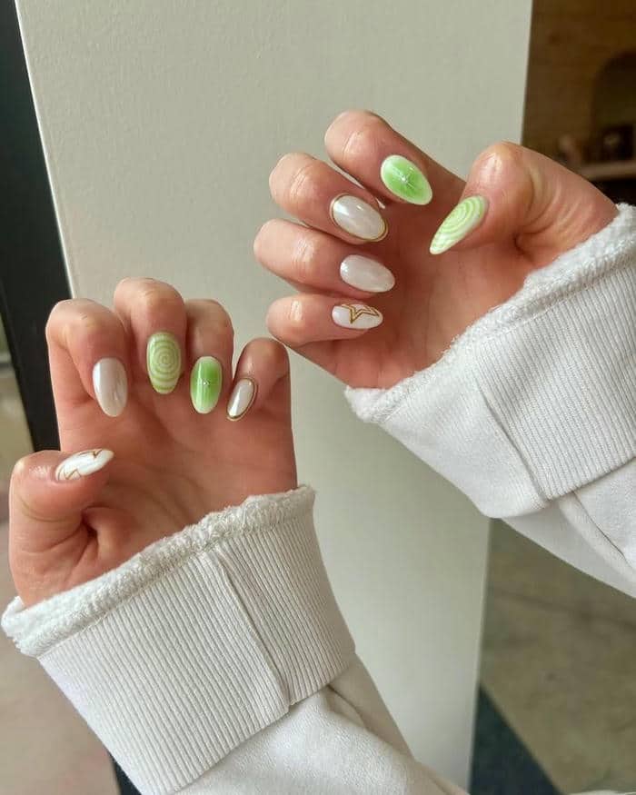 nail ombre xanh bơ