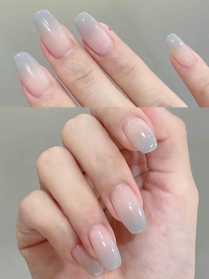 nail ombre xanh