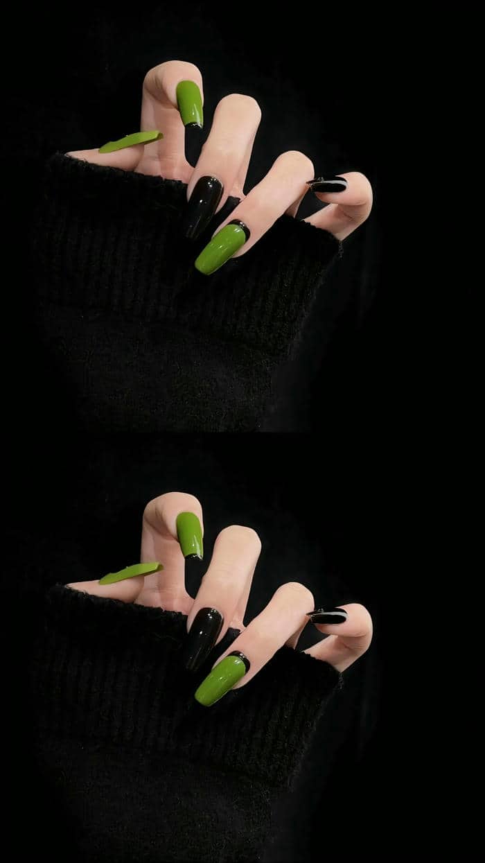 nail tay tông màu xanh đen