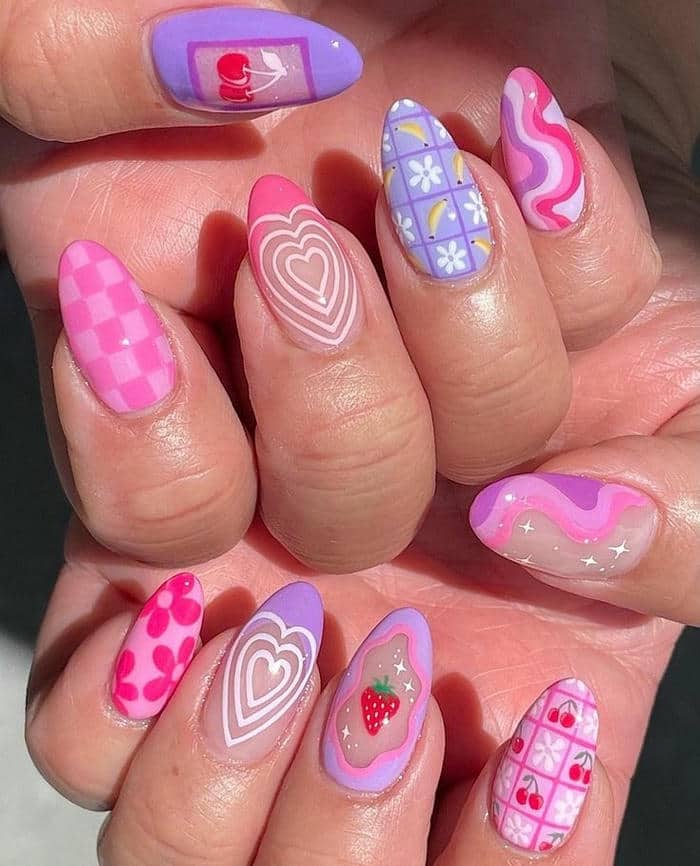 nail tím hồng