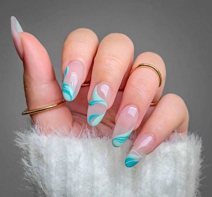 nail tông màu xanh ngọc