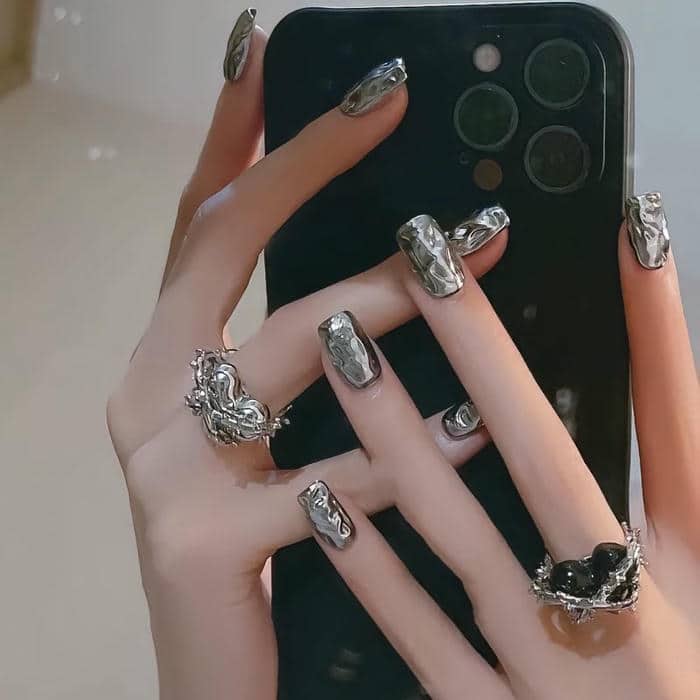 nail tráng gương bạc cá tính