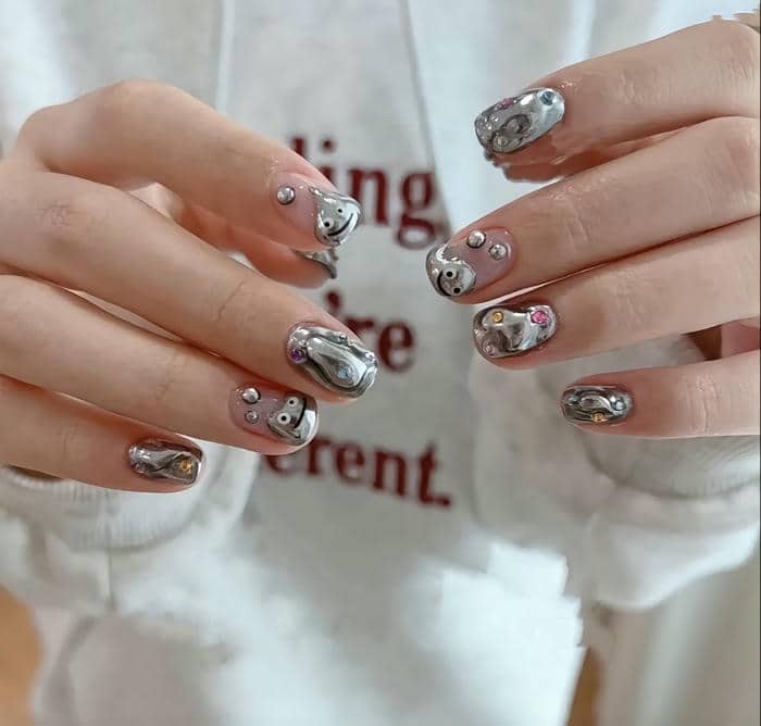 nail tráng gương cho móng ngắn