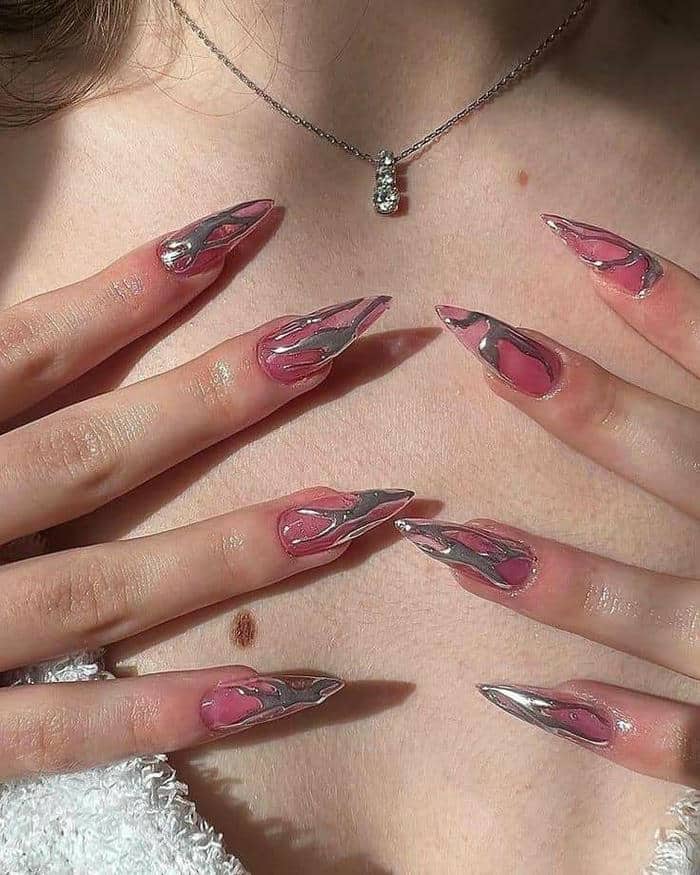nail tráng gương hồng