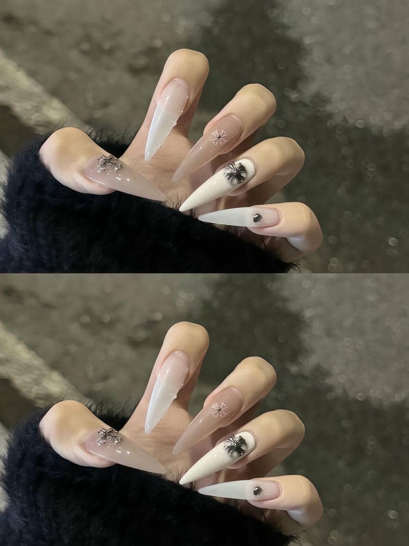 nail trắng sữa đơn giản