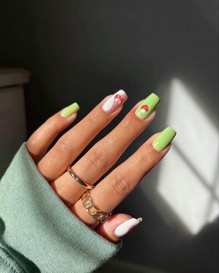 nail trắng xanh bơ
