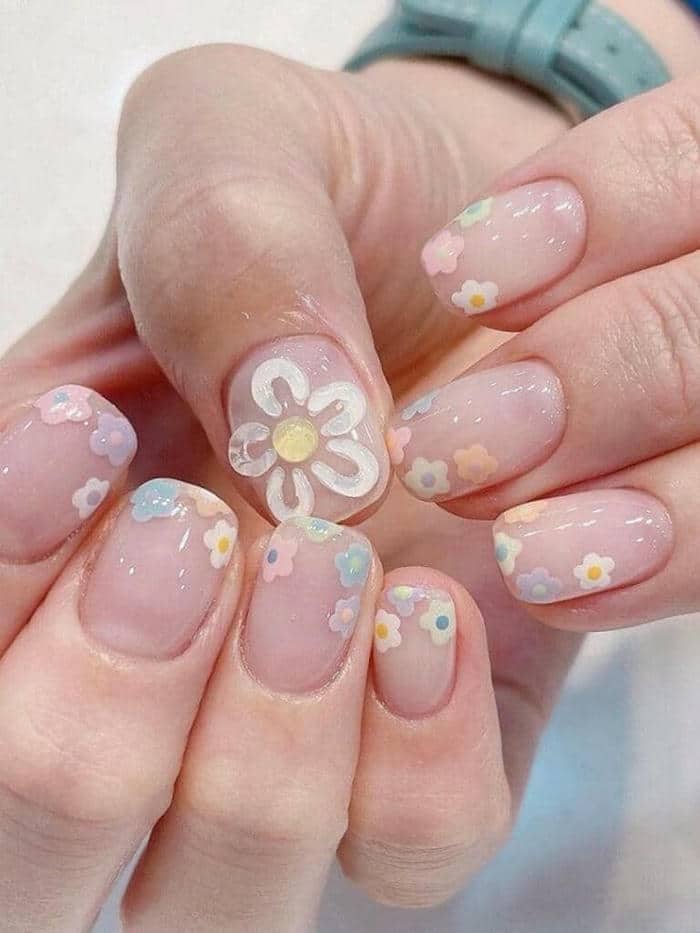 nail trong suốt cute