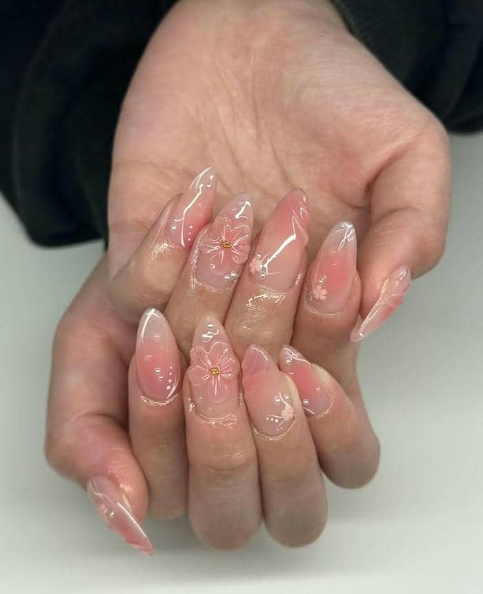 nail trong suốt nhẹ nhàng, đẹp