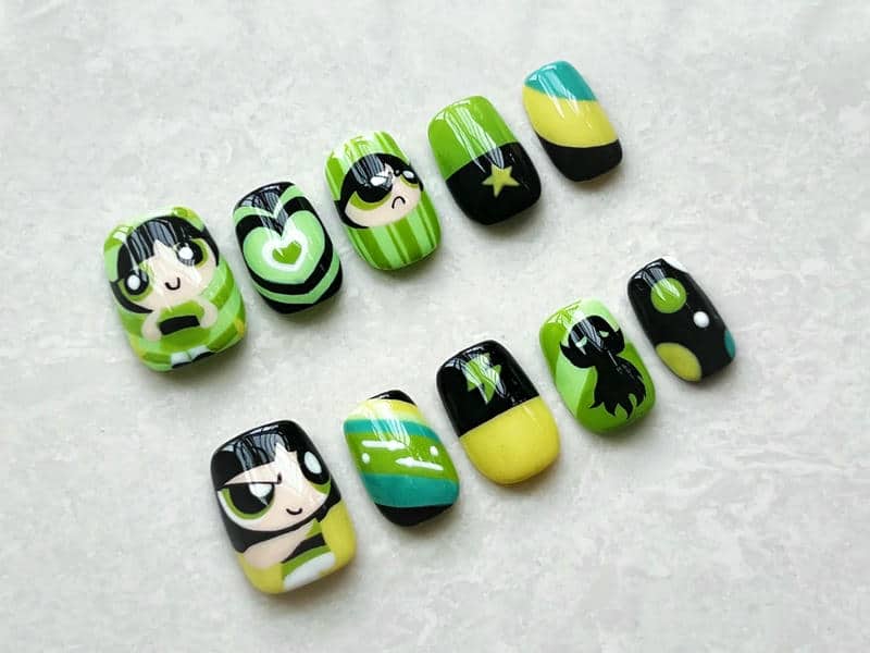 nail vẽ anime cho móng ngắn
