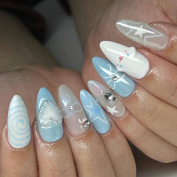 nail xanh dương nhạt