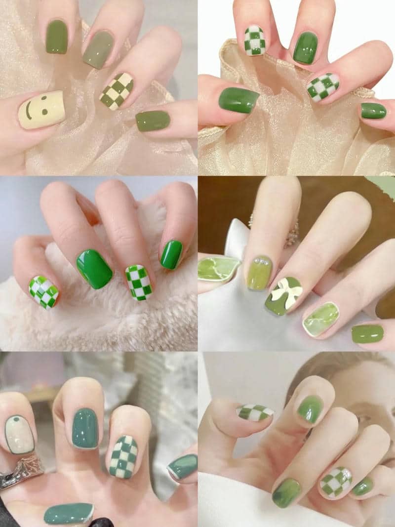 những mẫu nail kẻ caro
