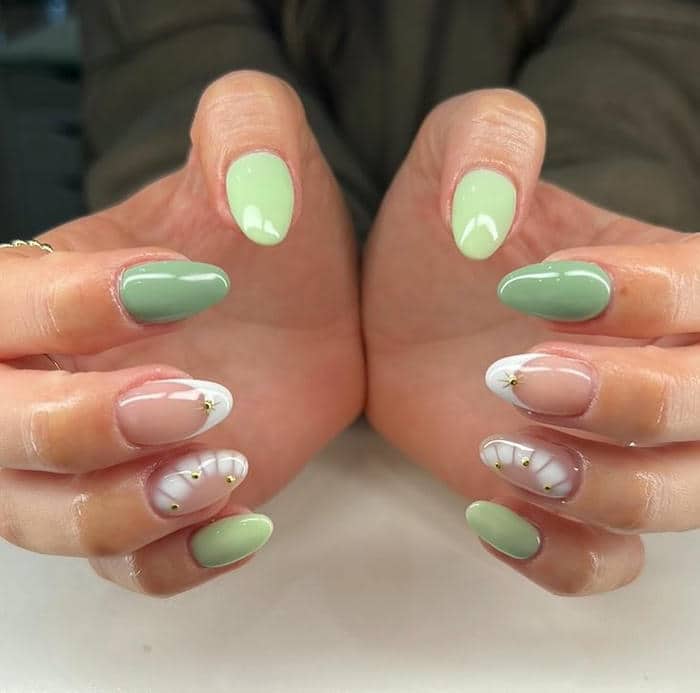 mẫu nail xanh bơ