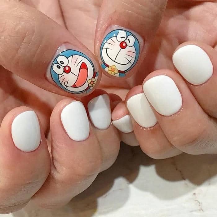 vẽ nail hoạt hình doremon