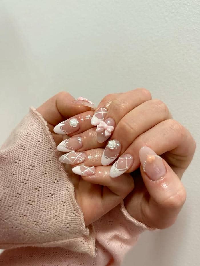 ảnh mẫu nail charm nơ