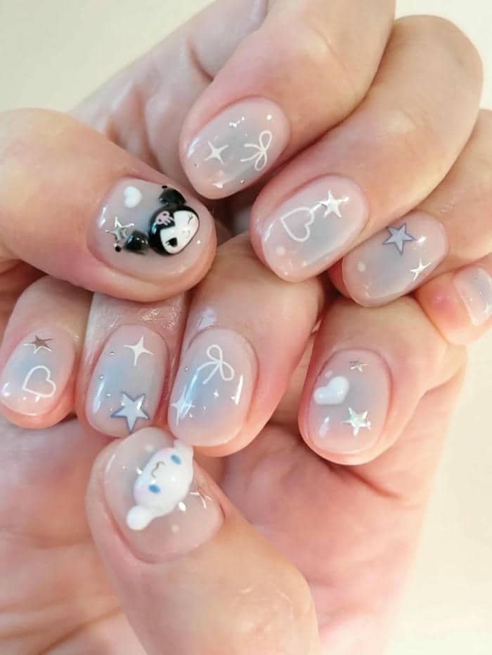 ảnh mẫu nail cinnamoroll cho móng ngắn