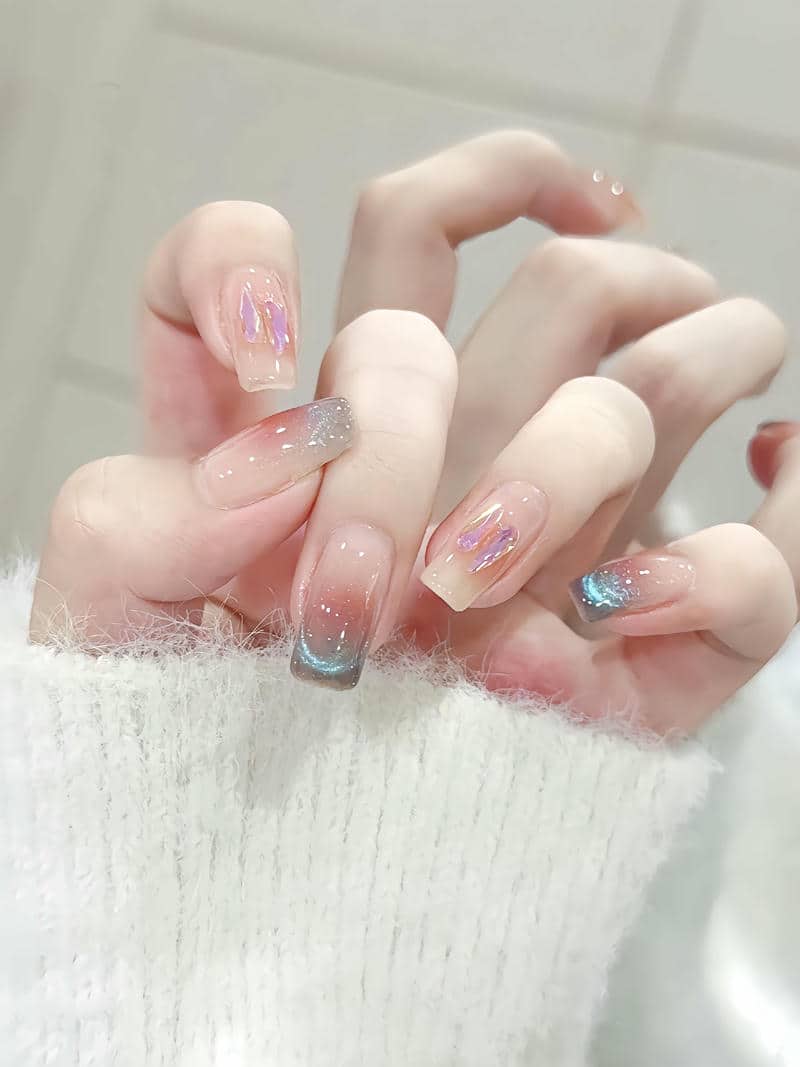 ảnh mẫu nail dài vuông đơn giản