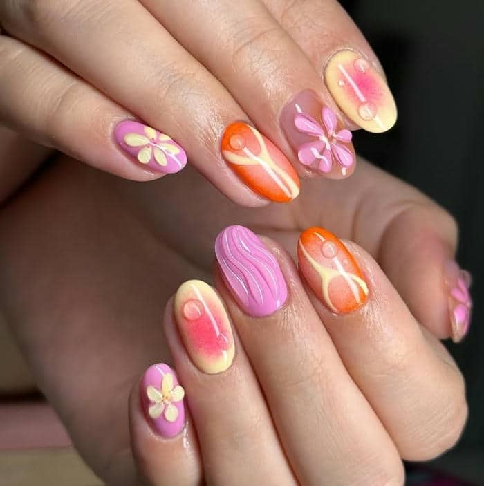 ảnh mẫu nail đắp hoa bột đẹp