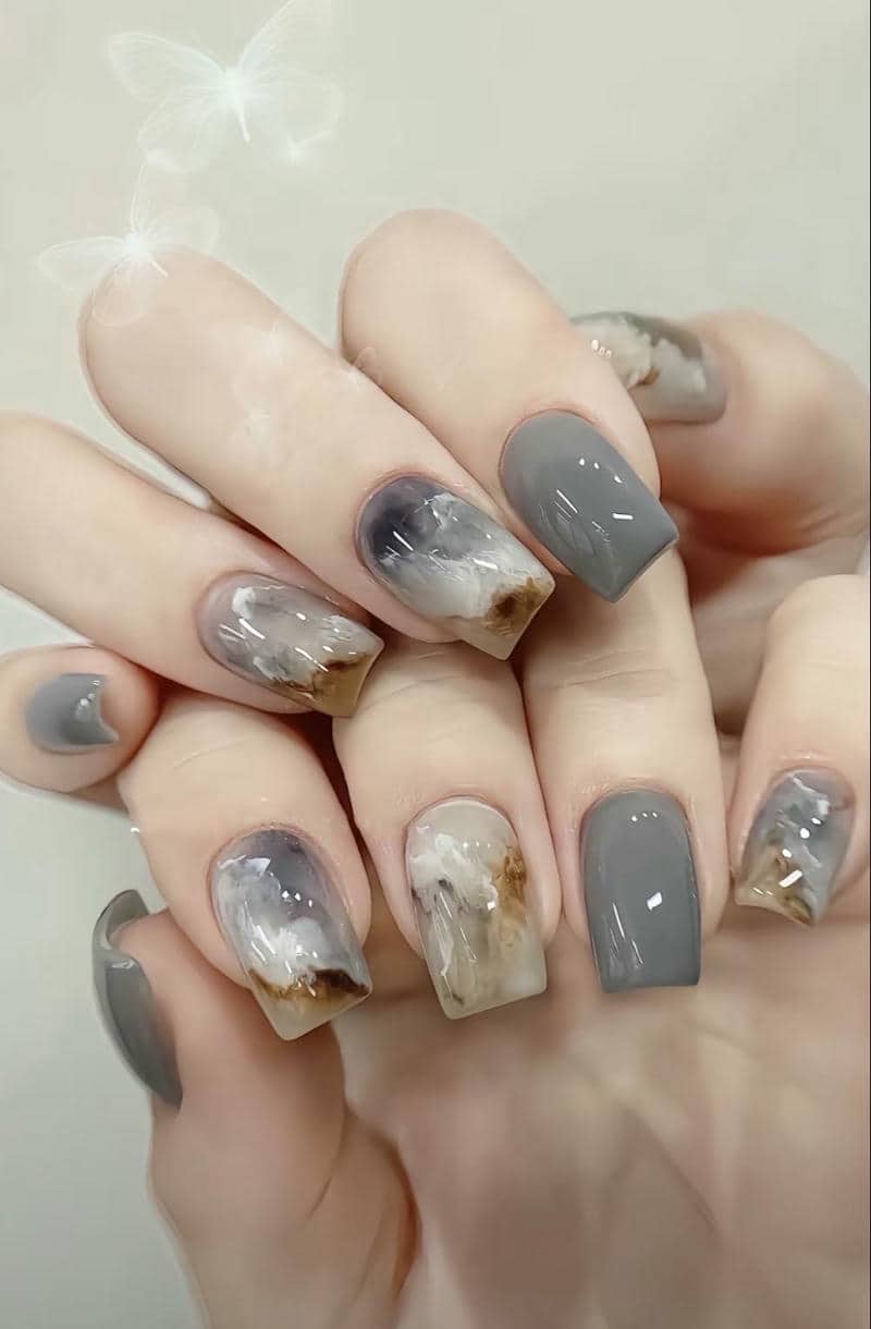 ảnh mẫu nail móng vuông đơn giản