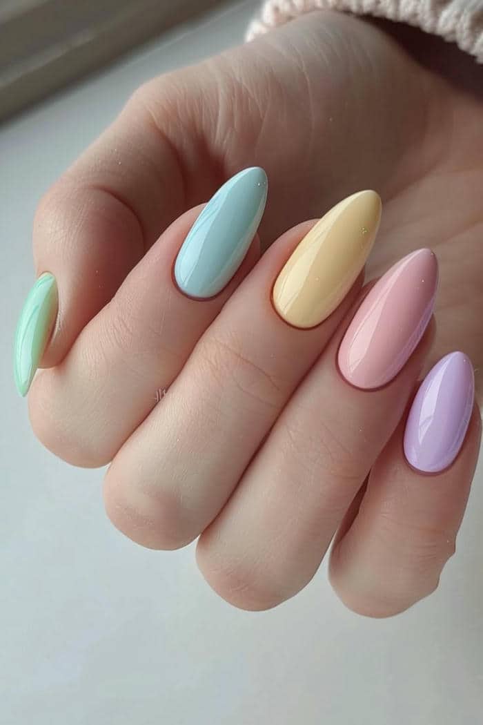 ảnh mẫu nail nhiều màu pastel