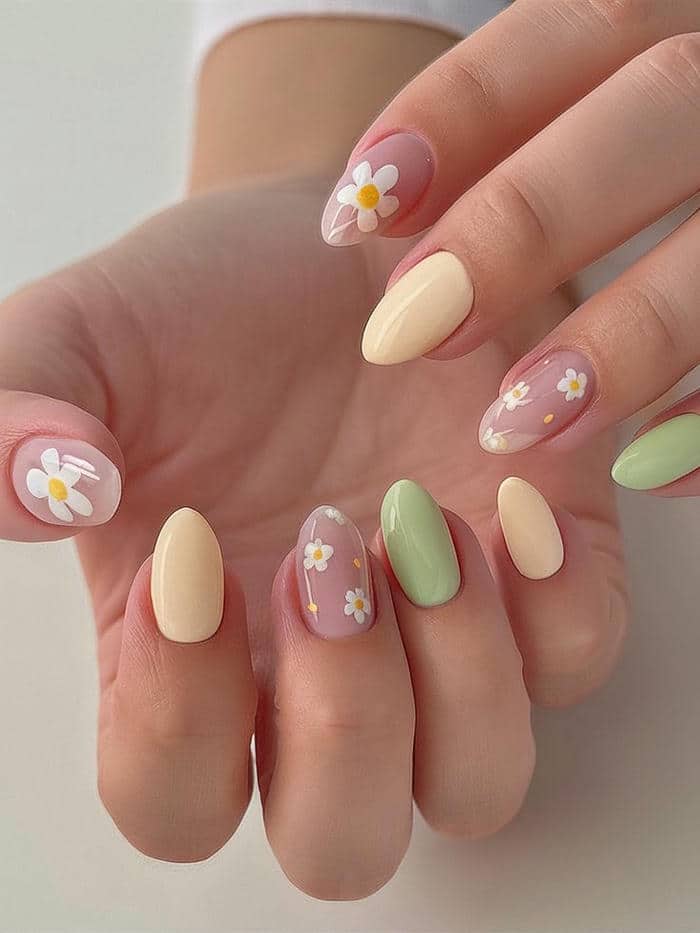 ảnh mẫu nail vàng pastel