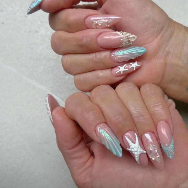 ảnh mẫu nail vỏ sò đẹp, đơn giản