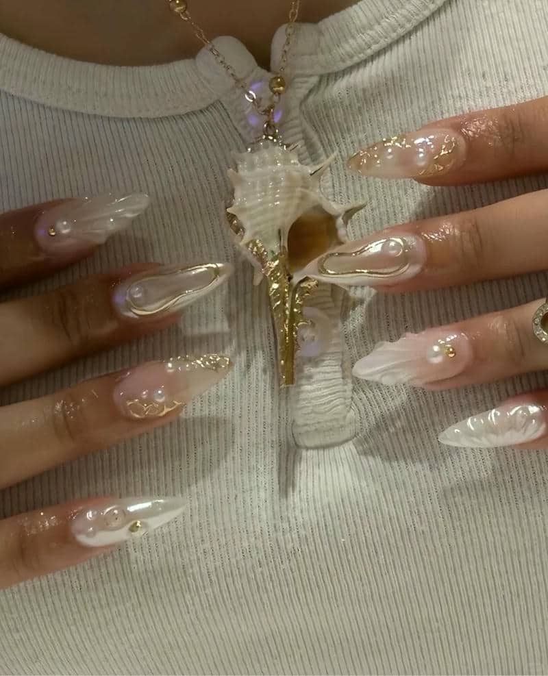 ảnh mẫu nail vỏ sò đơn giản