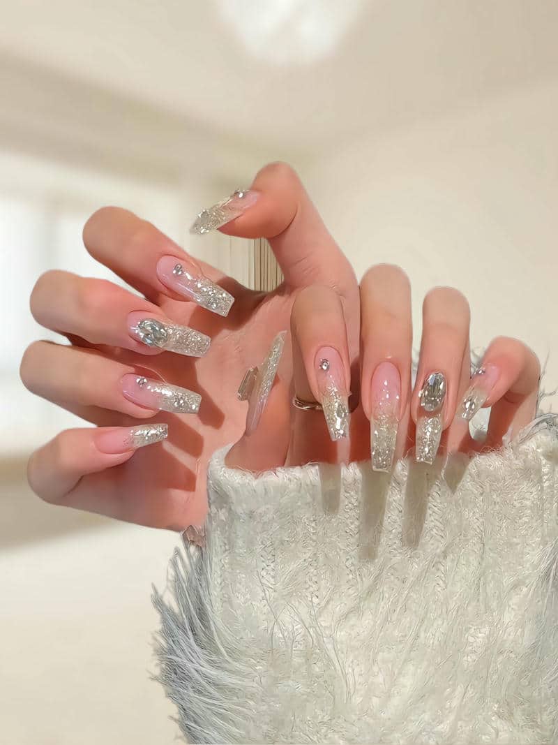 ảnh mẫu nail vuông dài đẹp