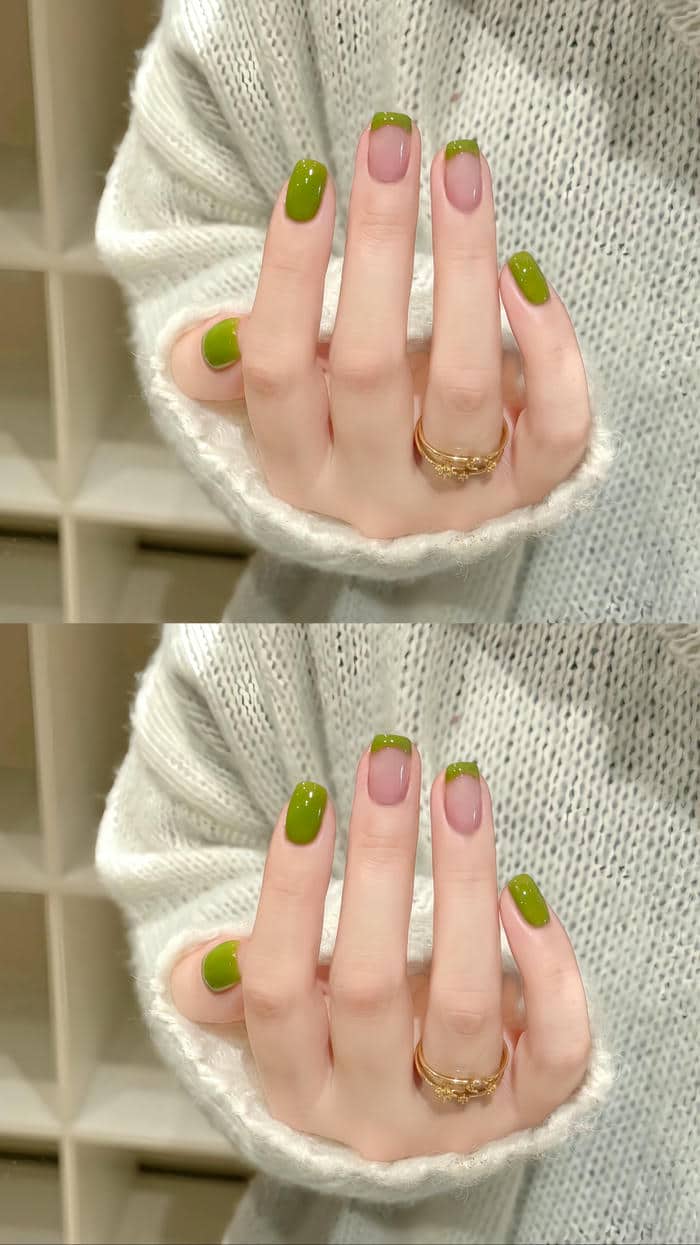 ảnh mẫu nail xanh lá