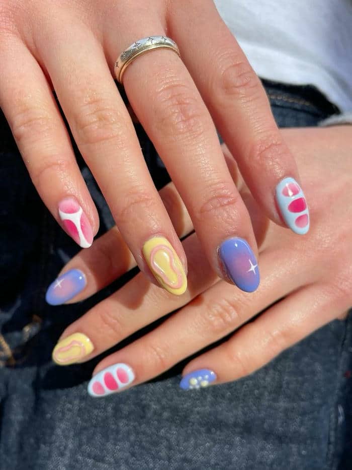 ảnh nail đắp bột đẹp đơn giản