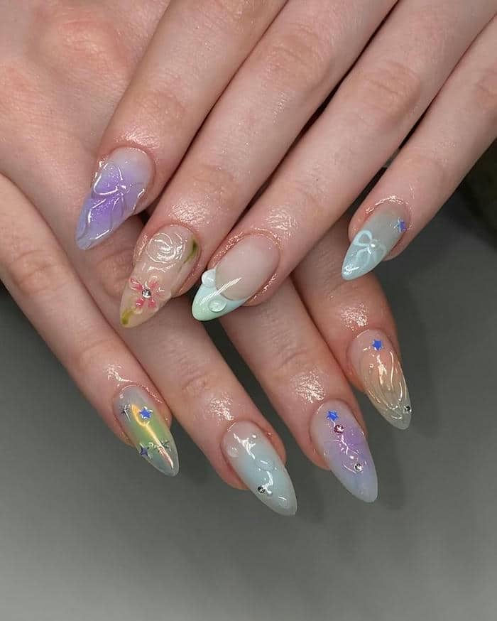 ảnh nail đắp bột nhẹ nhàng