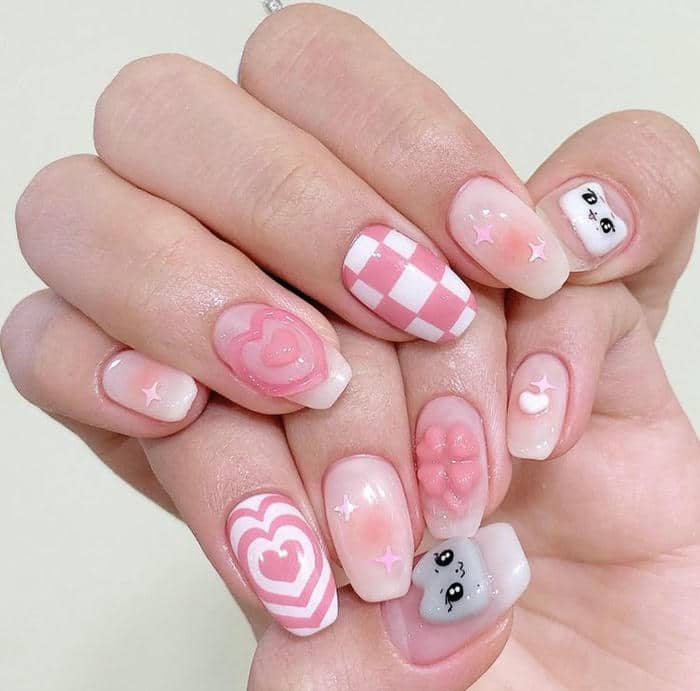 ảnh nail màu hồng pastel