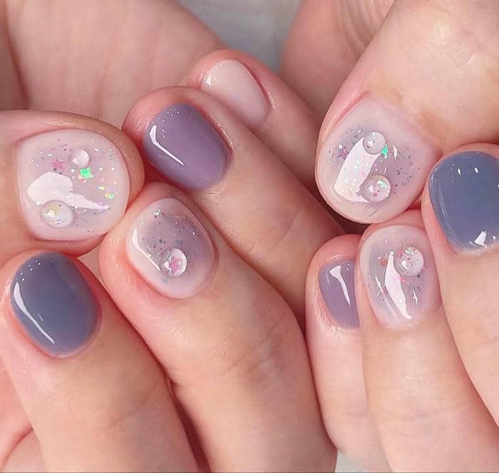 ảnh nail màu tím pastel