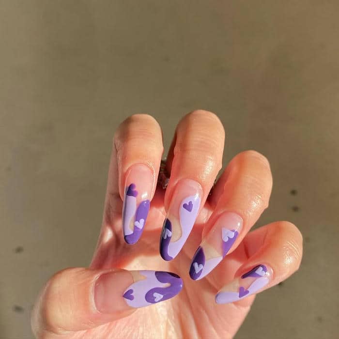 ảnh nail màu tím thạch