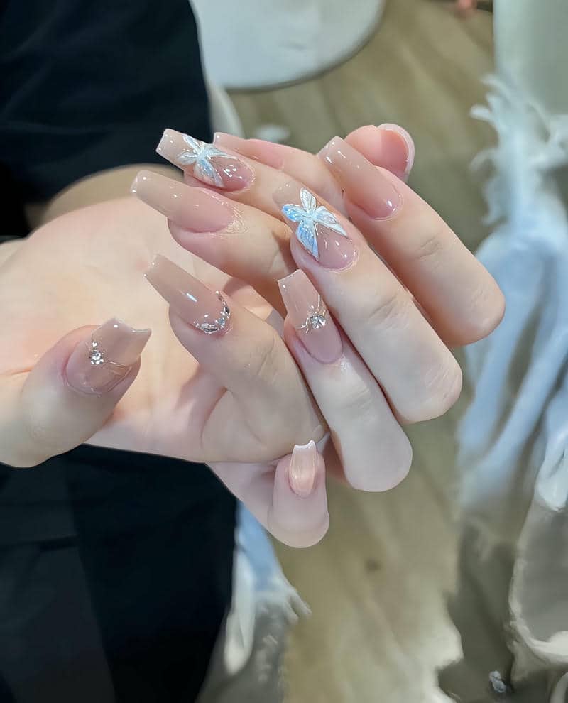 mẫu nail dài vuông