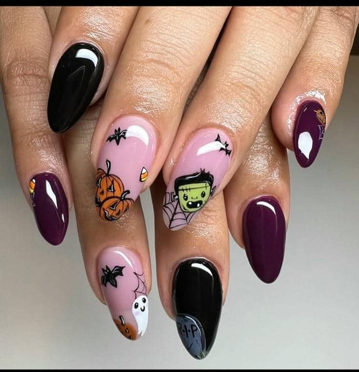 mẫu nail halloween cute