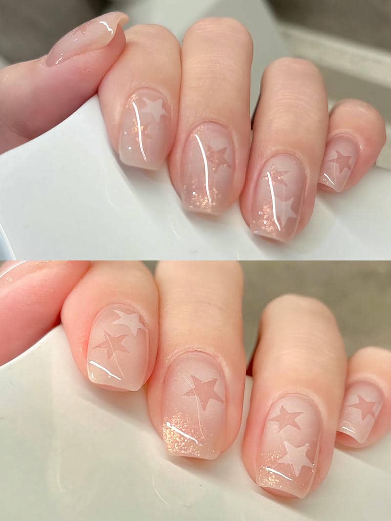 mẫu nail hàn quốc màu nâu