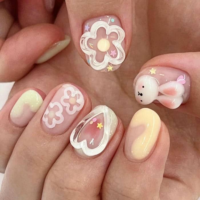 mẫu nail hình con thỏ