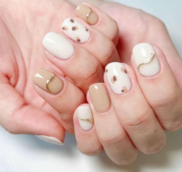 mẫu nail màu nâu pastel