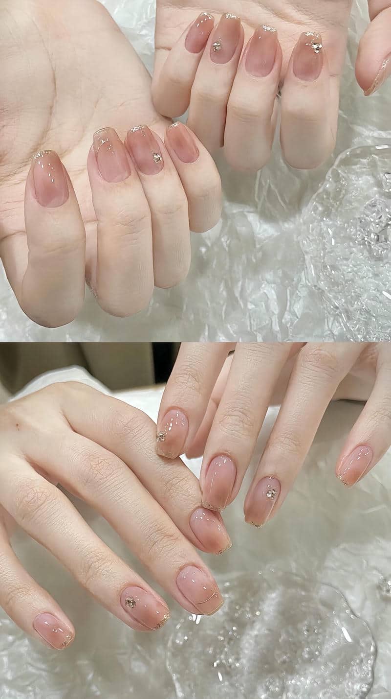 mẫu nail màu nude