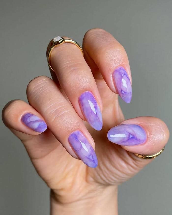 mẫu nail màu tím pastel