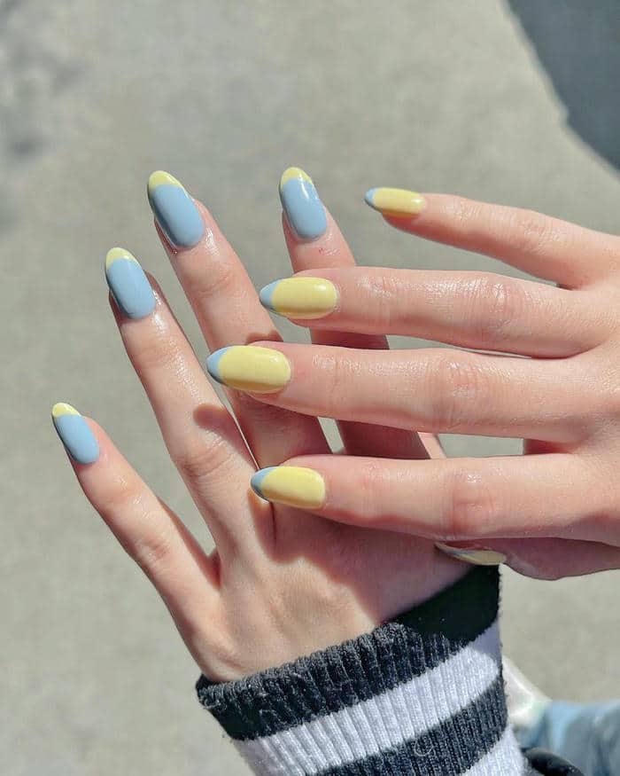 mẫu nail màu xanh pastel