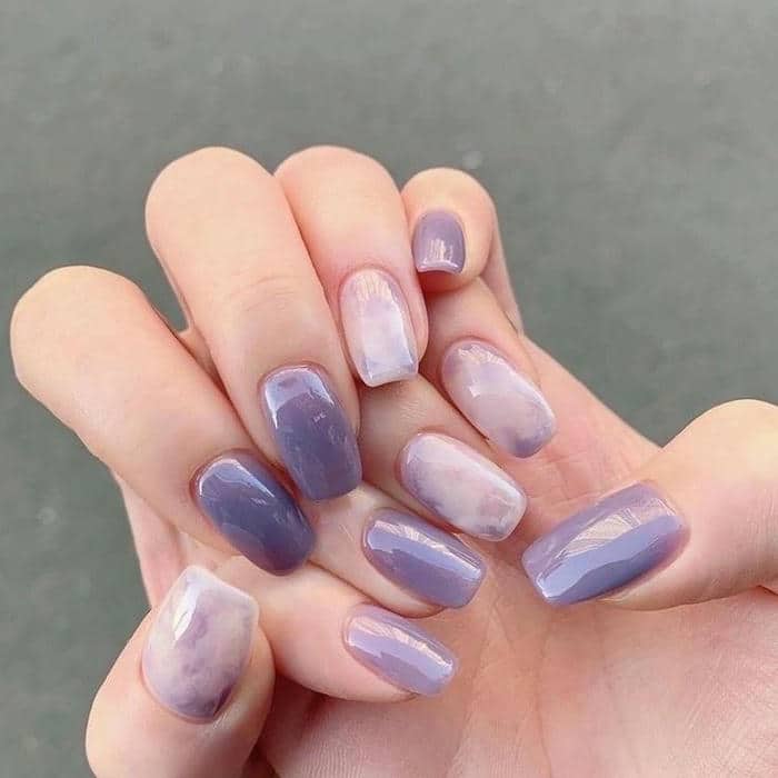 mẫu nail thạch tím