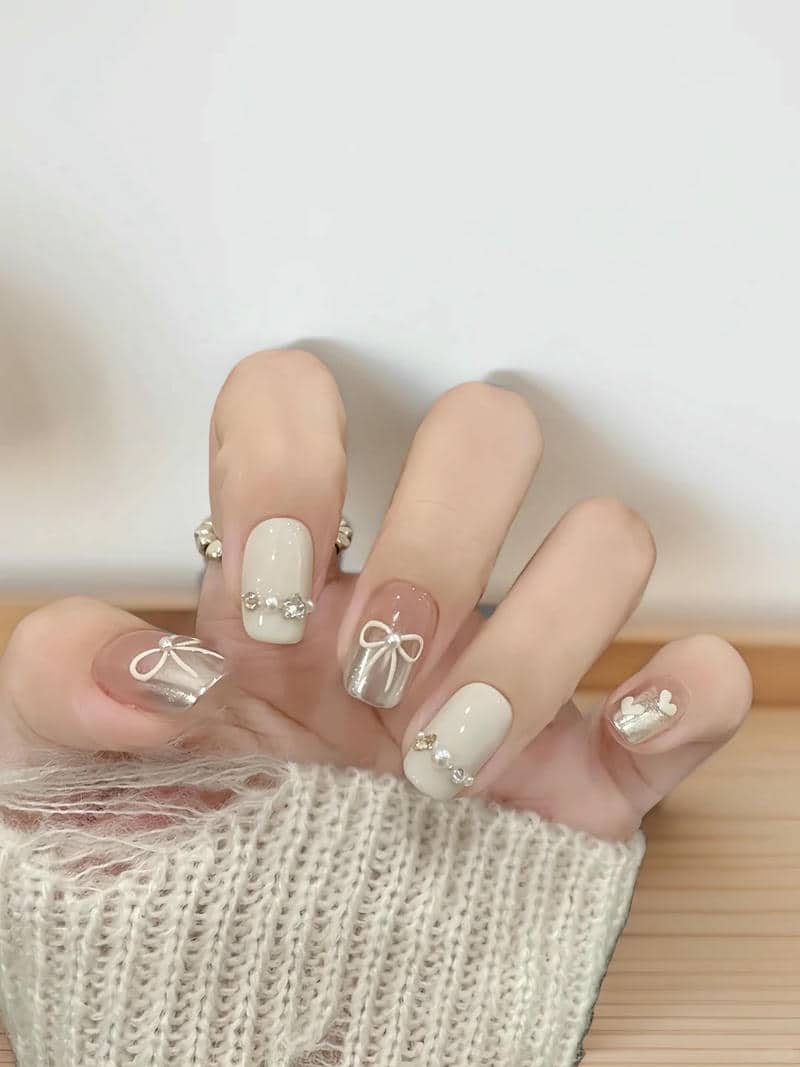 mẫu nail thiết kế móng ngắn cute