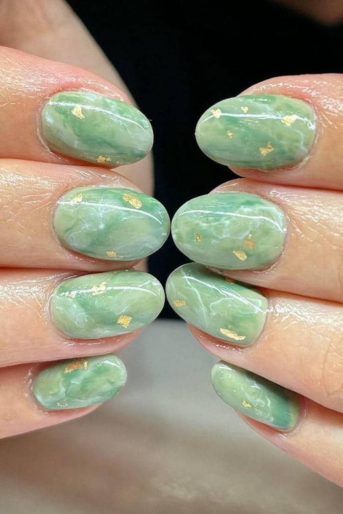 mẫu nail vân đá xanh
