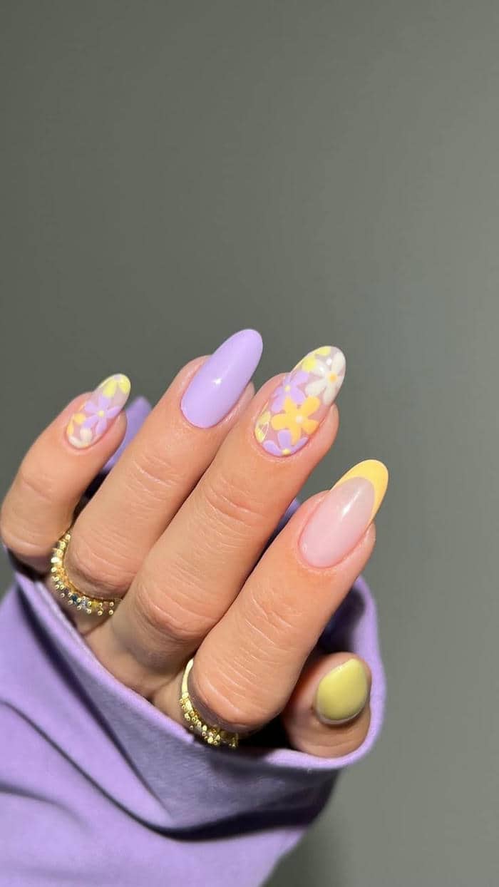 mẫu nail vẽ hoa xinh
