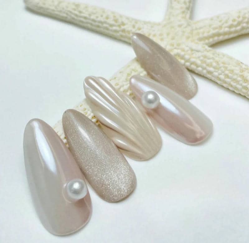 mẫu nail vỏ sò đơn giản