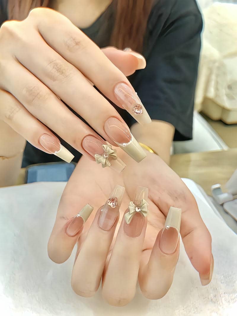 mẫu nail vuông dài đẹp