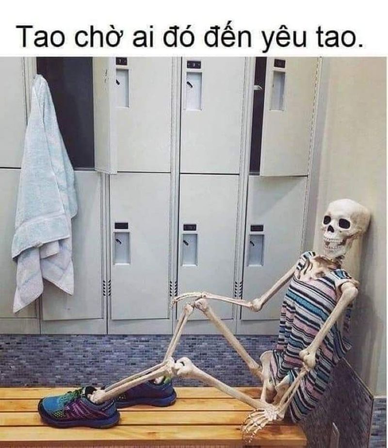 meme bộ xương chờ đợi